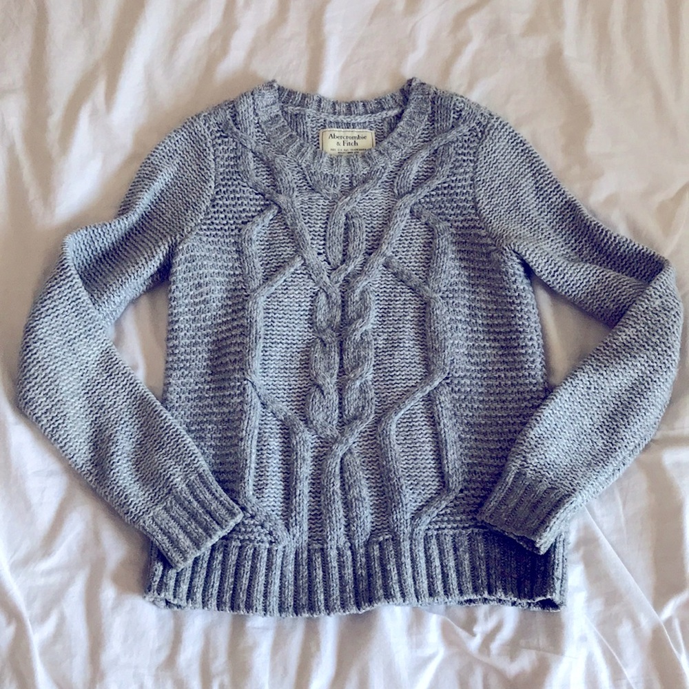 Abercrombie & Fitch Cable Knit Heather Gray Sweater
